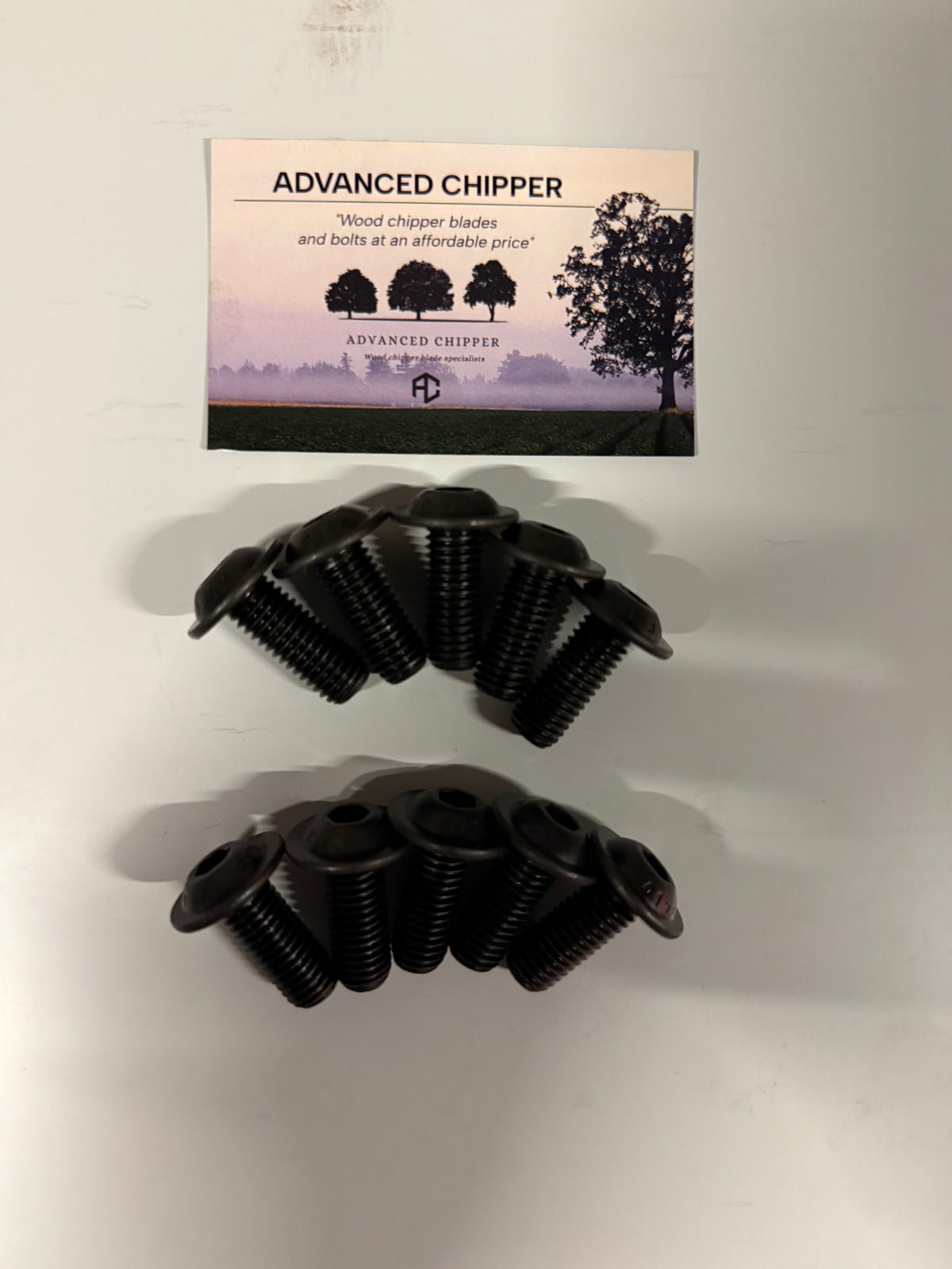 Chipper blade Bolt Pack to fit 15HP machines (10 Fitting Bolts) Crytec,Titan Etc