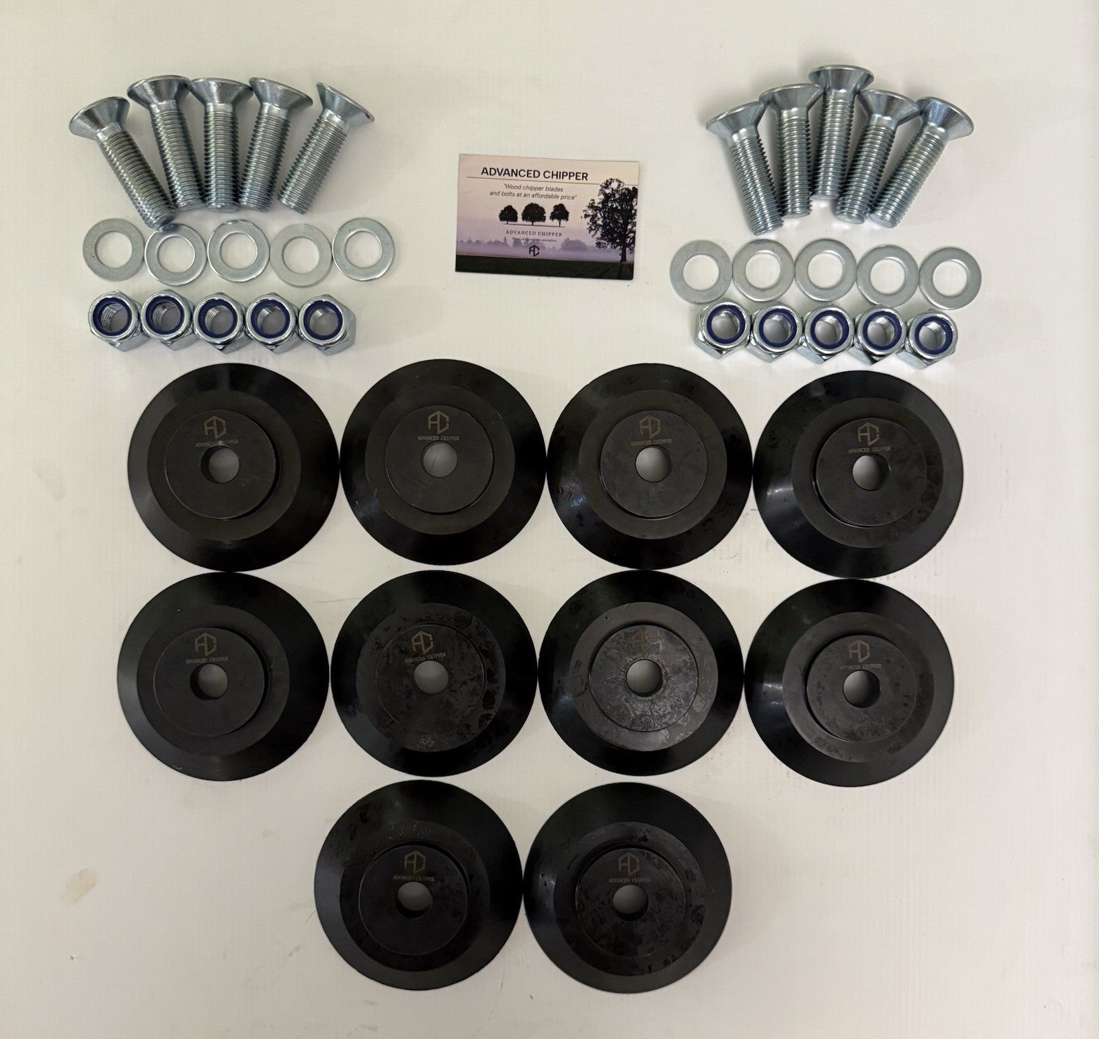 Chipper Disc blades to fit Greenmech Machines (SET OF 10) With Fitting Bolts