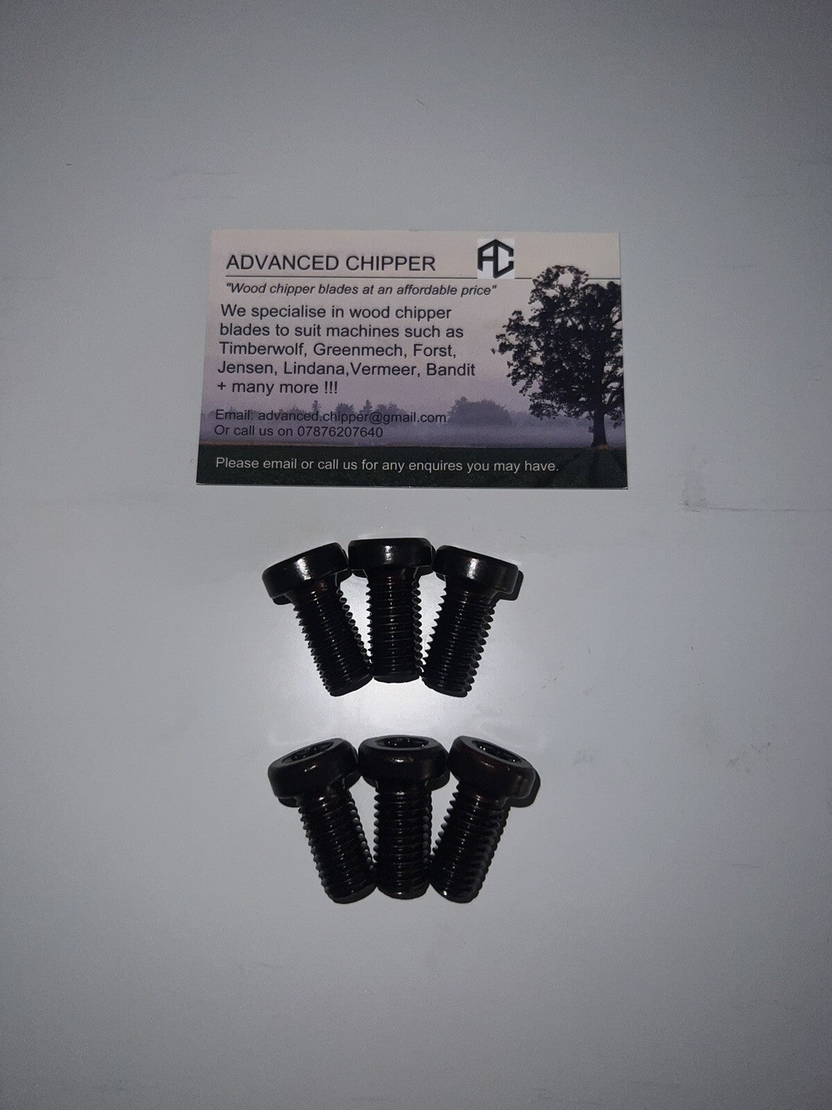 Chipper blade Bolt Pack to fit Timberwolf 125/150 machines (6 Fitting Bolts)
