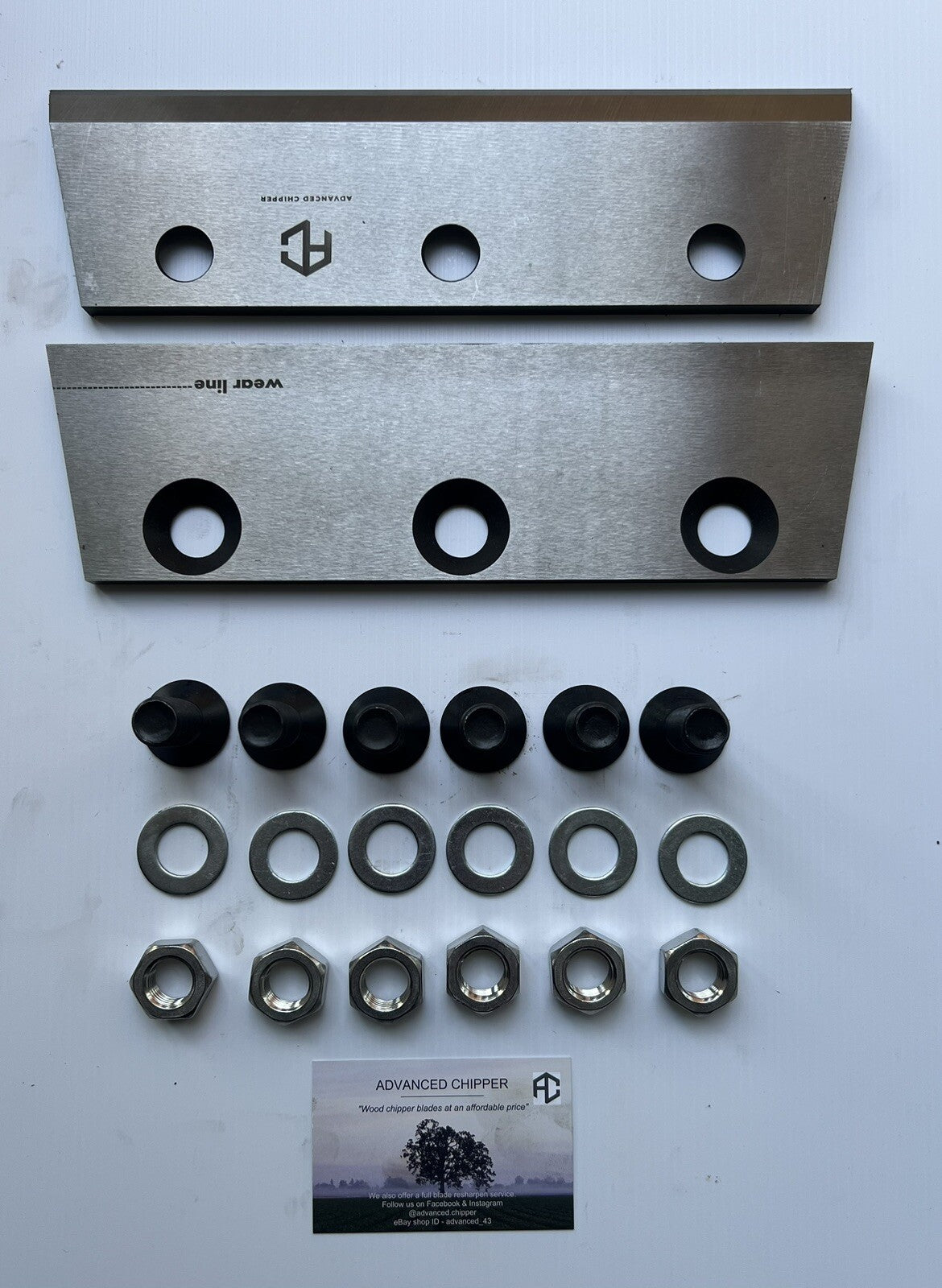 Chipper blades to fit Jensen A540 machine With Fitting Bolts (BRAND NEW SET)