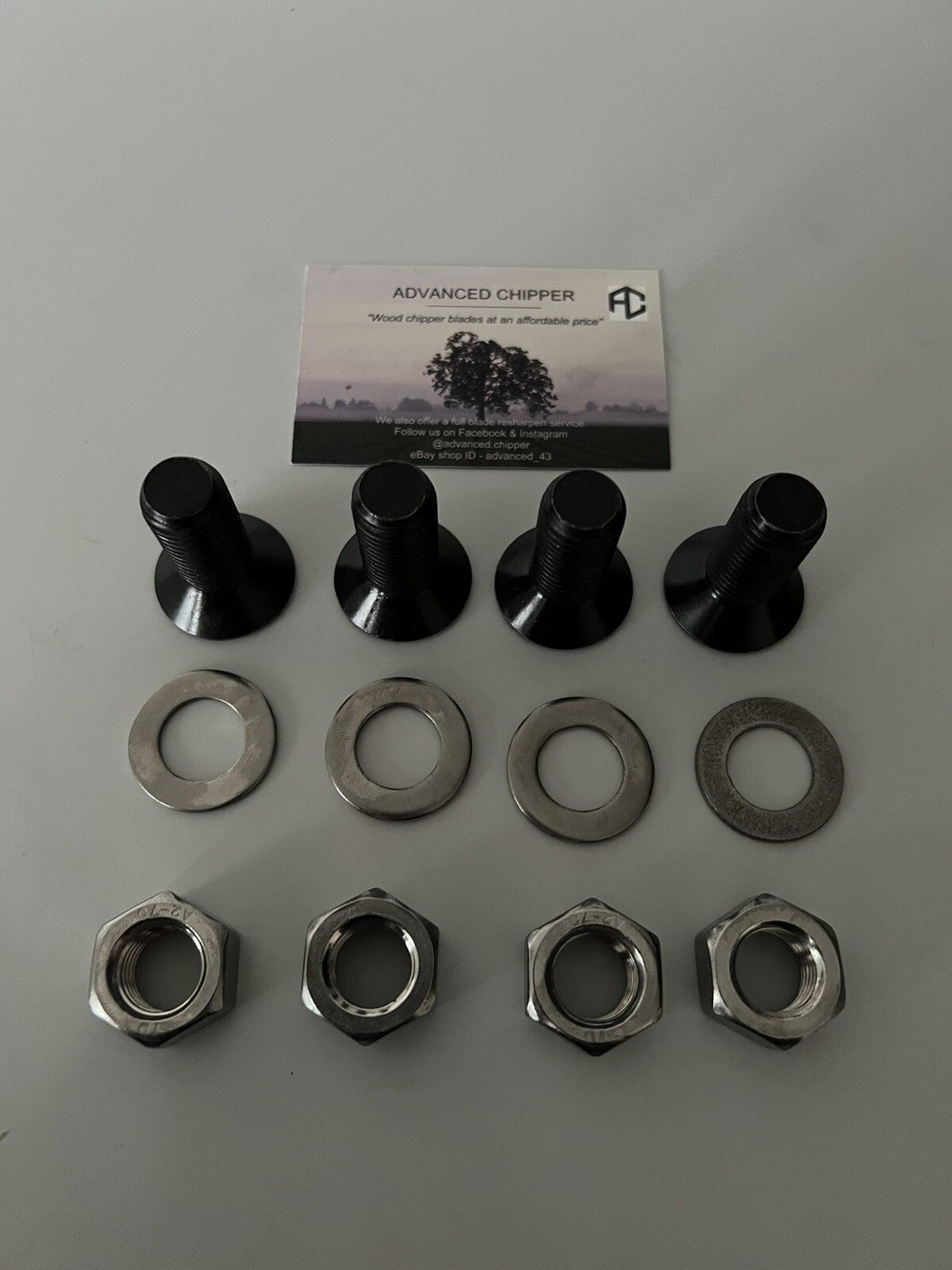 Chipper blade Bolt Pack To fit Jensen A530 machine (4 Bolts)